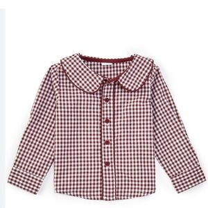 Burgundy Gingham Peter Pan Collar Darby Fallon Clark for Edgehill Collection NEW